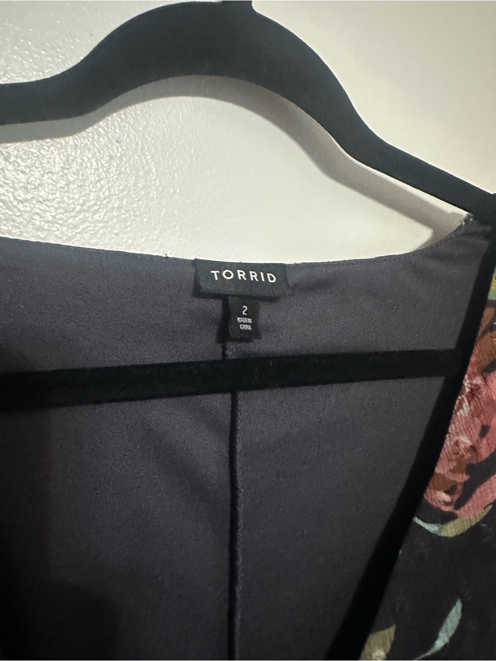 Torrid Black Floral Midi Wrap Dress with Pink Blooms (2X) - Picture 5 of 5